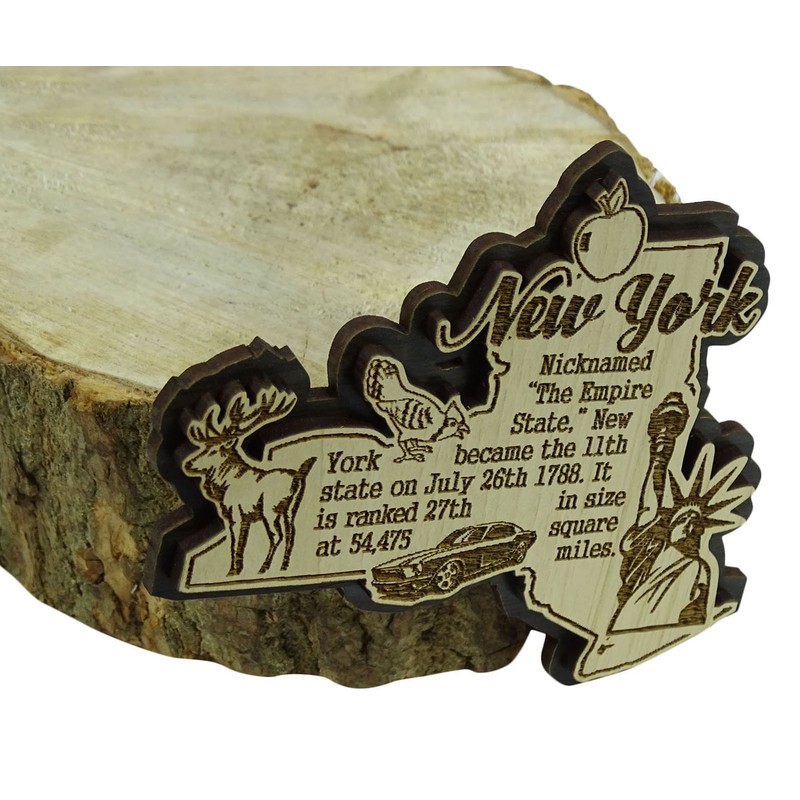 USA New York State Map Wooden Magnet Souvenir Fridge Magnet