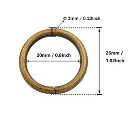 3/4'' Metal O-Ring Buckle Connector Round Loops Non Welded for Bags Webbing Purse and Belt Straps, Bronze, Pack of 50