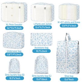 Packing Cubes for Suitcases, 10 pcs Travel Organiser Packing Bags for Clothes Shoes Toiletries Travel Luggage Organizers Storage Bags