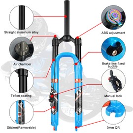 ZTZ MTB Air Suspension Fork，Fit for 26/27.5/29 inch Mountain Bike, 120mm Travel, Rebound Adjust, QR 9mm, Manual/Remote Lockout, XC/AM Mountain Bike Front Fork, Ultralight