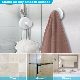AUGLEAF Suction Cup Hooks for Shower, Towel Hooks for Bathroom, Kitchen, Glass Door, Mirror, Tile, – Loofah, Towel, Bath Robe Hooks for Hanging up to 15 lbs, Brushed White (2 Pack)