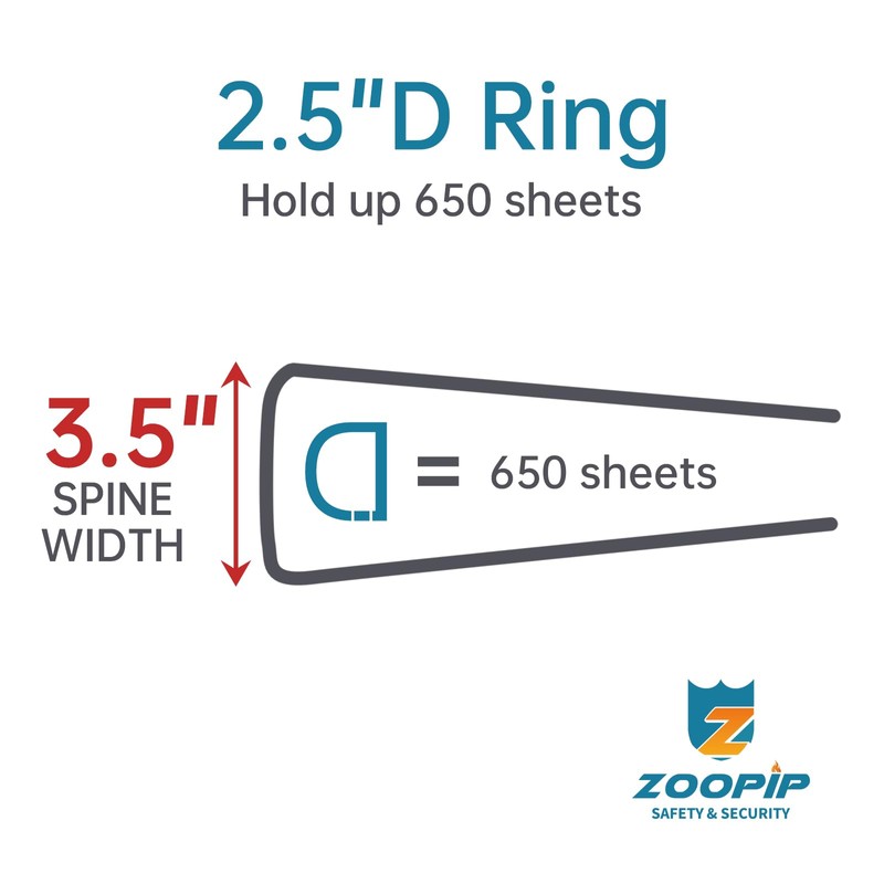 ZOOPIP Fireproof 3 Ring Binder with Zipper, 2.5 Inch D