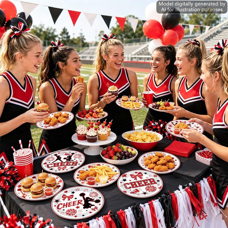 60Pcs Cheer Plates Party Supplies Decorations Cheerleader