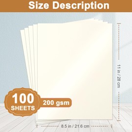 Silunkia 100 Sheets Cream Shimmer Cardstock 8.5 x 11 Ivory Paper, 200gsm/75lb Thick Off White Card Stock for Cards Making, Anniversary Card, Business Cards, Invitations, Certificates