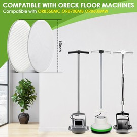 Potchen 2 Pack 12" Floor Machine Pads Compatible with Oreck Commercial 550MC 437.056 Orbiter Scrubber Machine, Microfiber Carpet Bonnet, Floor Buffer Pad for Deep Cleaning (Bonnet & Buffer)