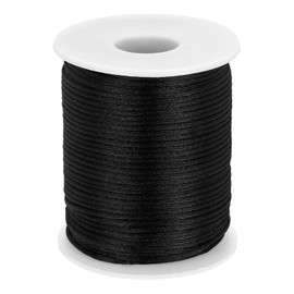 MECCANIXITY Nylon String Cord 1.3mm x 102 Yards Macrame Rope Braided Thread Twine String Smooth Beading Cord for Jewelry Making Supplies, DIY Craft, Black