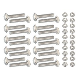 PATIKIL M5 x 30 mm T-Slot Bolts, 20 Sets Drop-in Bolt Hammer Head with Hexagon Flange Nuts T-Bolt Stud Sliding Screw for 20 Series Aluminum Extrusion Profile, Silver