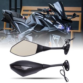 DREAMIZER Motorcycle Mirrors with LED Turn Signal Rear View Side Mirror Compatible with CBR250RR 300RR CBR600RR 1000RR GSXR600 GSXR750 - Yellow Arrow Light，Matte Black