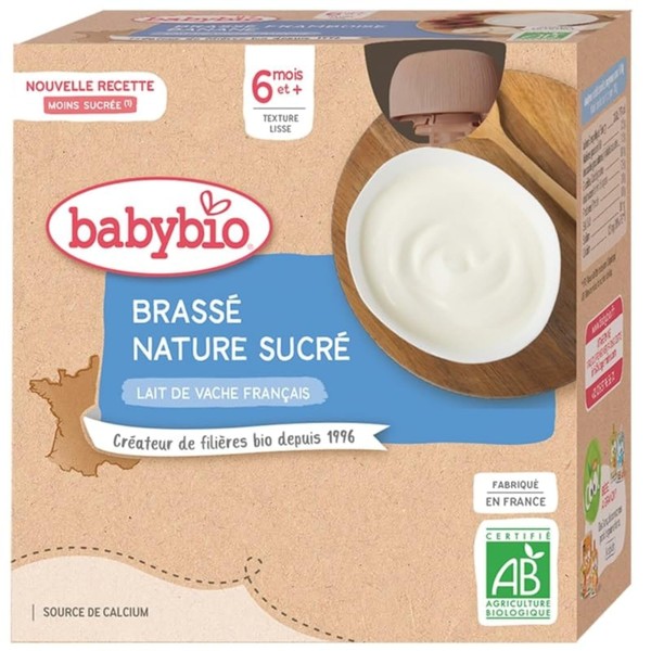 Babybio - French Cow Milk – Natural Sweet Brewing Bottles 4 x 85 g – 6+ Months – Organic