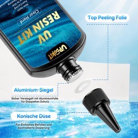 UPDOKIT UV Resin with UV Lamp, 240 g UV Resin Hard Crystal Clear Jewellery Making Earrings, Necklaces, Bracelets, Art Pendants, DIY Crafts