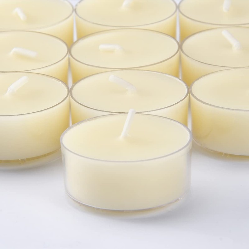 TELOSMA 36 Count Pure Beeswax tealight Candles Bulk - Natural