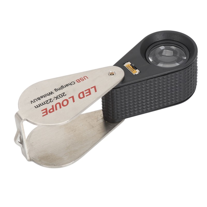 20X Folding Magnifying Glass Portable Rechargeable Pocket Magnifier with LED