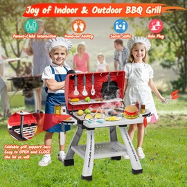 maysida Kids Toys Kitchen Playset, BBQ Grill Playset with Smoke, Sound & Light, Toy Grill for Kids, Pretend Play Food Hamburger, Interactive Toys Barbecue Cooking Game for Toddlers Boys Girls 3-5