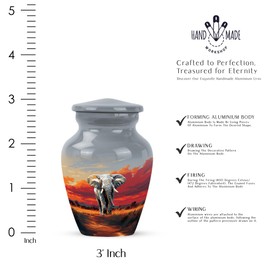 YATHABHISA Elephant Cremation Urns for Human Adult Ashes, Keepsake & Memorial Gift for Father & Mother, Handcrafted, Decorative Mini Urn Ash, Grey, Combo, 3 Inch (Set of 4)