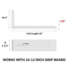 NEODROP 6-Pack 10 Inch Countertop Support Brackets, Heavy Duty L Brackets for Quartz/Wood/Laminate/Granite Countertops | 3/8" Thick Metal Steel | Frosted Black Powder Coated