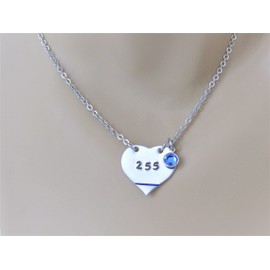 Police Wife, Police Mom, Police Daughter Necklace with Custom Badge Number & Thin Blue Line, Police Badge Number Necklace