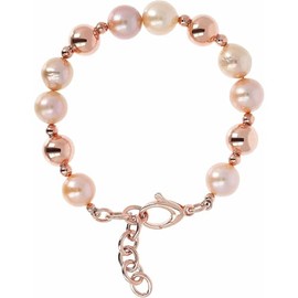 Bronzallure Women's Pearl Bracelet WSBZ01583WPRL, Golden Rose, Pearl