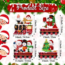 Marsui 4 Pieces Christmas Decorations Outdoor Yard Train Lawn Sign Gingerbread Santa Snowman Heart Yard Sign with 8 Yard Stakes for Outdoor Christmas Decorations (Vibrant Style)
