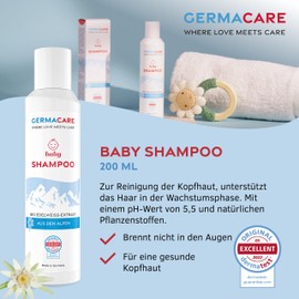 GermaCare Baby Shampoo 200ml with Organic Edelweiss from the Alps, pH 5.5, Dermatologists Rated "Very Good"
