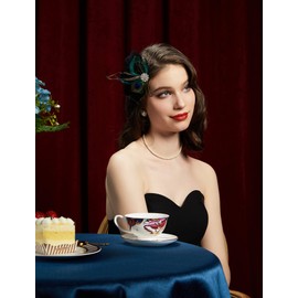 Cizoe Fascinators 20s Gatsby Flapper Acessories Art Deco Party Accessory Peacock Feather Headpiece(Q-Black)