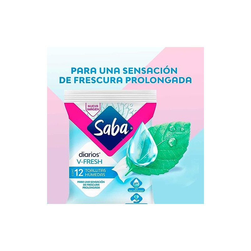Saba Toallitas Húmedas V-fresh para uso íntimo, 12 piezas