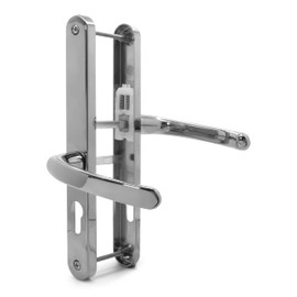 TSS UPVC Door Handles Set - Lever Offset Lever - 48mm / 87mm PZ (Centres) - 240mm Screw to Screw - Backplate 270mm X 32mm - Replacement UPVC Door Handles - PVC Door Handle (Polished Chrome)
