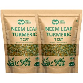 Neem Leaves Tea with Turmeric 8 oz, Boost Immunity, Aid in Digestion, Caffeine Free, One Tea with Two Benefits (Pack of 2)