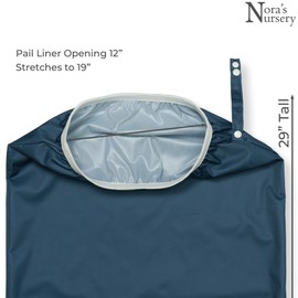 Nora's Nursery Pail Liner for Cloth Diapers - Reusable and Washable - Fits all Standard Diaper Pails - Waterproof Pail Liner with Strap for Diaper Pails, Laundry & Kitchen Garbage Cans (Sea - 2 Pk)