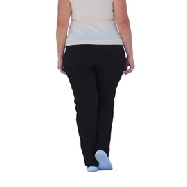 SCR SPORTSWEAR Women's 28"/30"/32"/34"/36" Inseam Pull-on Waist Casual Sweatpants Straight Leg with Zipper poketss XS-5X (Large x 28L -K163, Black)