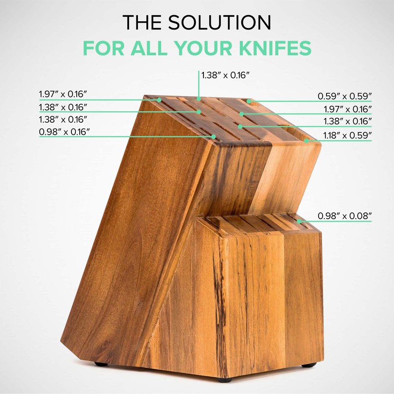 Coninx Acacia Wood Kitchen Knife Block - 15 Slots Knife