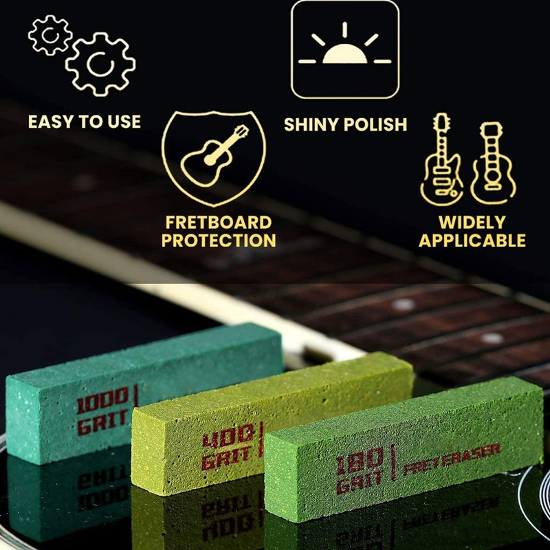 3PCS Guitar Fret Erasers Fret String Polishing Abrasive Rubber Blocks