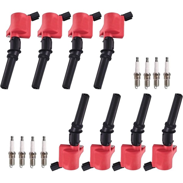 MCK 8 pcs Racing Ignition Coil Pack + 8 Platinum Spark Plug Compatible With Mercury Ford Lincoln E-150 E-250 F-150 F-250 Explorer Expedition Mustang Navigator Grand Marquis Mountaineer 00-11 FD503