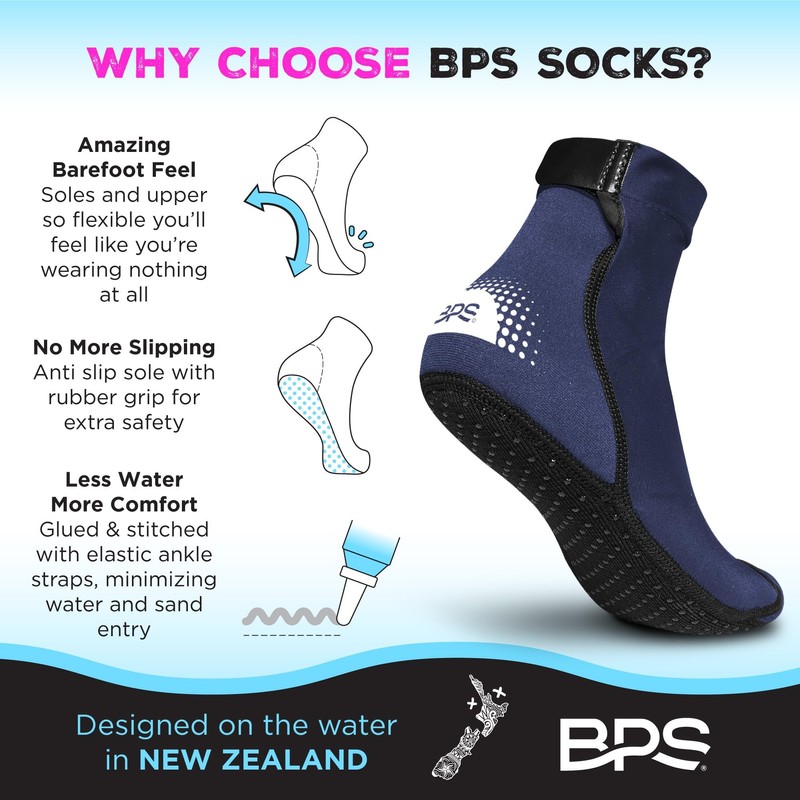 BPS 'Second Skin' Water Socks (Navy Blue - Low Cut