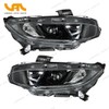 Unbranded Factory Projector Headlight For 2016-2021 Honda Civic Black Headlamp