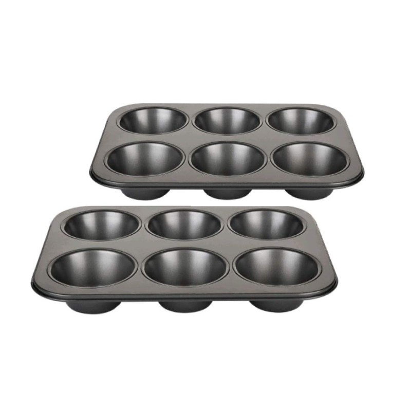 U-COOK Muffin Tin Quality Non Stick Trays 6 Hole Baking