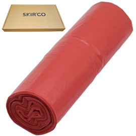 SKIR'CO Pack of 50 Bin Liners 60 Litres Red Bin Bags 60 x 72 cm Rubbish Bags
