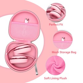 Headphone Headset Case for Beats/JBL/TOZO/BERIBES/Picun/KVIDIO Wireless Noise Cancelling Over-Ear Foldable Headphones (Pink)