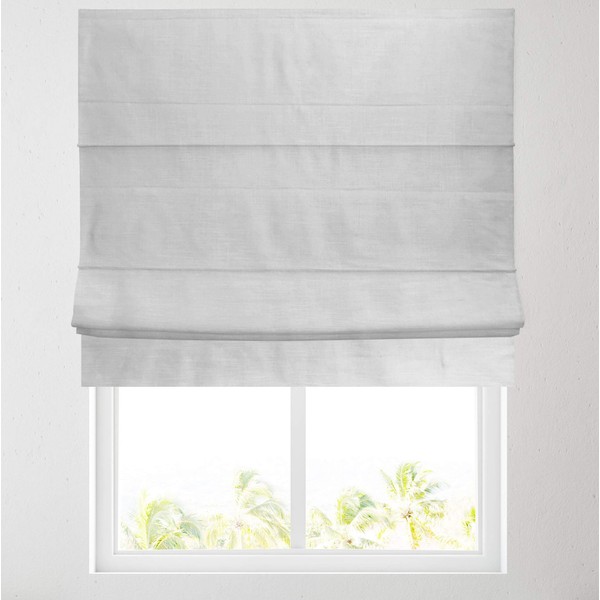 White Linen Look Blackout Roman Blinds With Fittings (width: 2ft (61cm))
