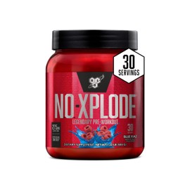 BSN N.O.-XPLODE Pre Workout Powder, Energy Supplement for Men and Women with Creatine and Beta-Alanine, Flavor: Blue Raz, 30 Servings