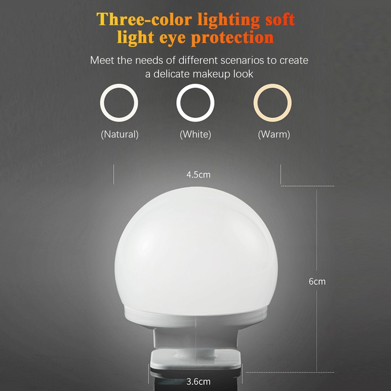 Mirror Front Light USB Makeup Light Tri-color Dimming Mirror Light