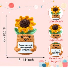 Fouliki Positive Crochet,Emotional Support Crochet Sunflower,Gifts for Friends,Daughter,Son,Graduation,Birthday,Catholic,Crochet Flowers Sunflower for Home Office Desk Car Decor