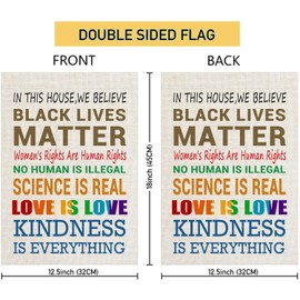 pingpi in This House We Believe Black Lives Matter Garden Double Sided Flag Home Yard Lawn Patio Outdoor Burlap Banner Decoration 12.5 x 18 Inch