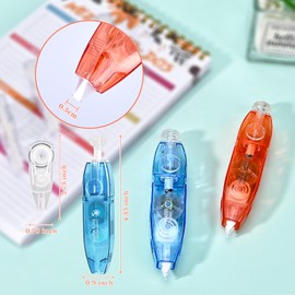 Temiary 6Pcs White Out Correction Tape, 2 Whiteout Pen with 4 Extra Refills, Refillable Retractable Quick Dry Aesthetic Tape, Easy to Use Applicator for Writing Correction Supplies (Blue & Red)