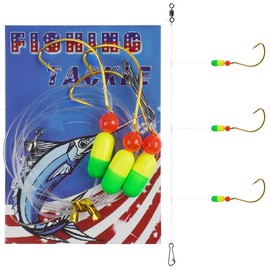 Saltwater Fishing Gear Pompano Rigs for Surf Fishing, 6 Packs Pre-Rigged Triple Drops Pompano Rig with Floats Hooks Offshore Surf Fishing Rigs (Yellow Green-6 Packs)