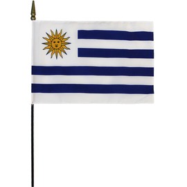 Uruguay - 8 in x 12 in World Stick Flag