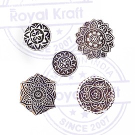 Royal Kraft Urban Pattern Mandala and Round Wooden Blocks Stamp (Set of 5)