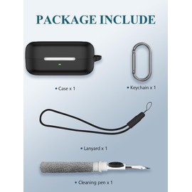 Case for Sony WF-C510 Truly Wireless in-Ear Bluetooth Earbud Headphones, Soft Silicone Protective Portable Scratch Shock Resistant Shell with Cleaner Kit & Carabiner & Lanyard，Black