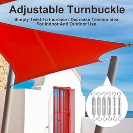 Rope Tensioner Stainless Steel 304, Pack of 6 M6 Turnbuckles, Wire Tensioner, Adjustable Tension Hooks for Hooks and Hooks, Steel Rope Tension Set for Awnings, Garden Wire, Washing Line