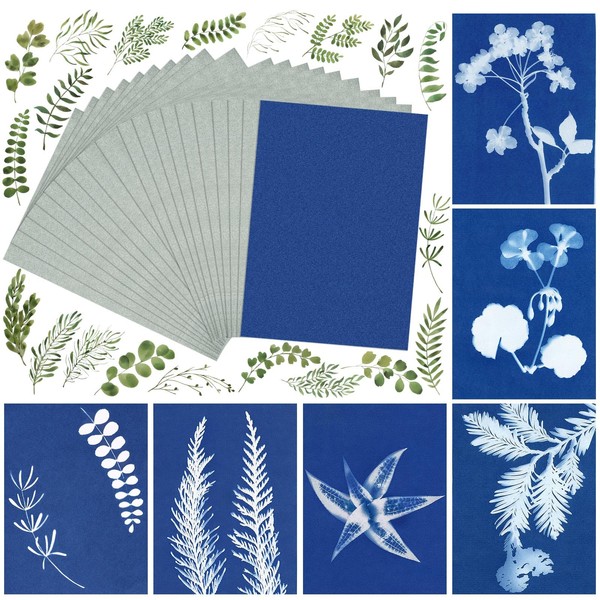 LIGHOON 20 PCS Cyanotype Sun Print Kit, A5 Sensitive Solar