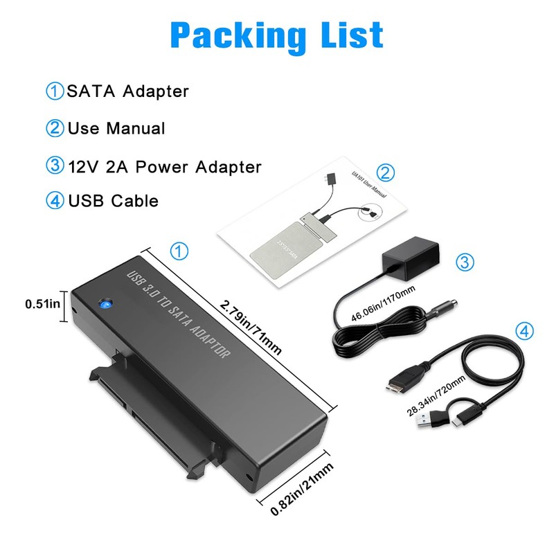 SATA to USB Adapter, USB 3.0 to SATA Hard Drive